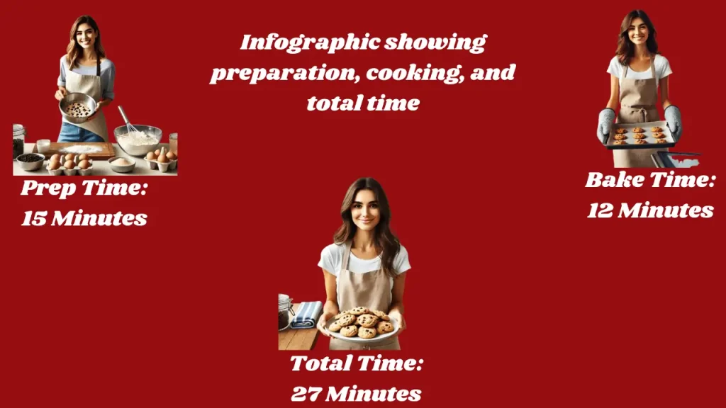 Infographic showing preparation, cooking, and total time of cookie